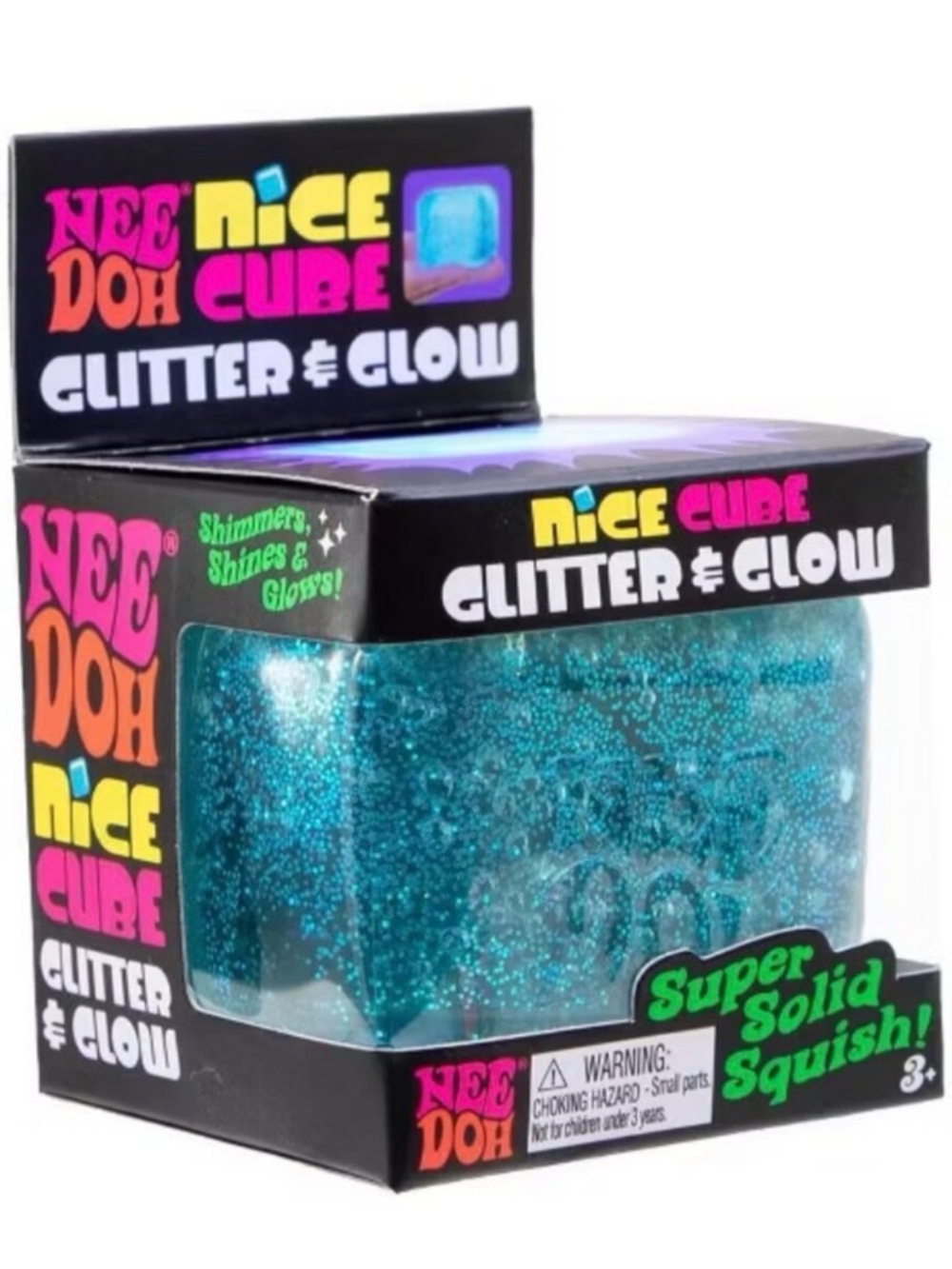 Nice Cube Glitter & Glow - Blue Glitter Squish Toy